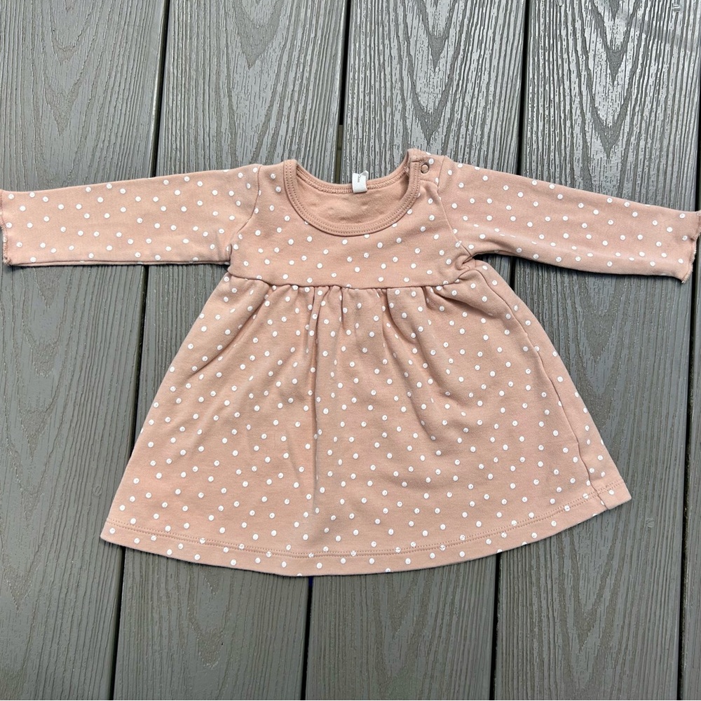 Quincy Mae Polka Dot Baby Dress - Neutral/Pink